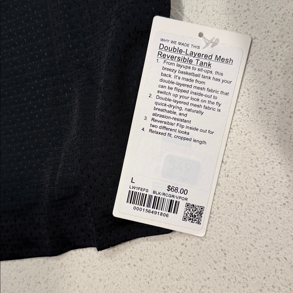 Lululemon Double-Layered Mesh Reversible Tank Top Black Raceway Green Large - Picture 7 of 13